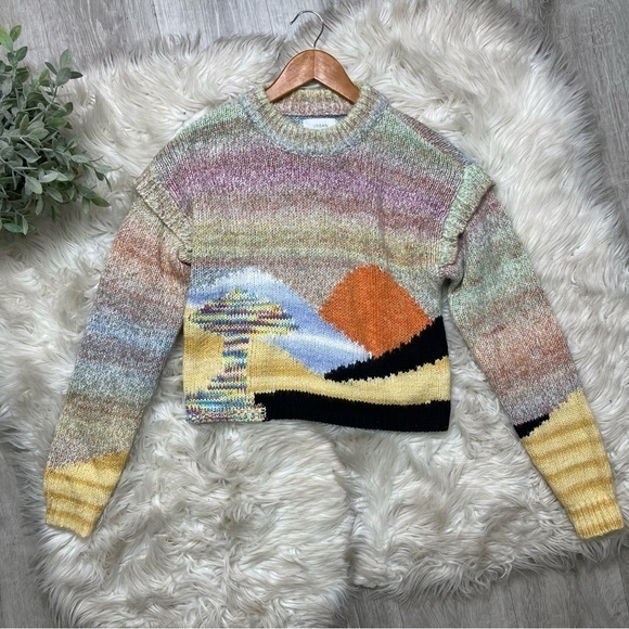 Urban‎ Outfitters Ventura Landscape Mushroom Cropped Sweater - Picture 1 of 10